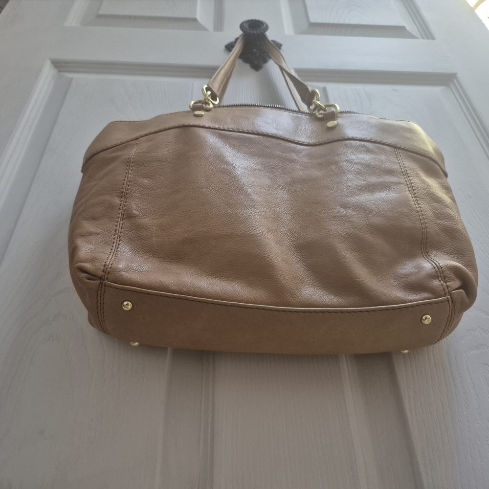 American Leather Tan Shoulder Tote with Gold‎ Hardware - Picture 9 of 9